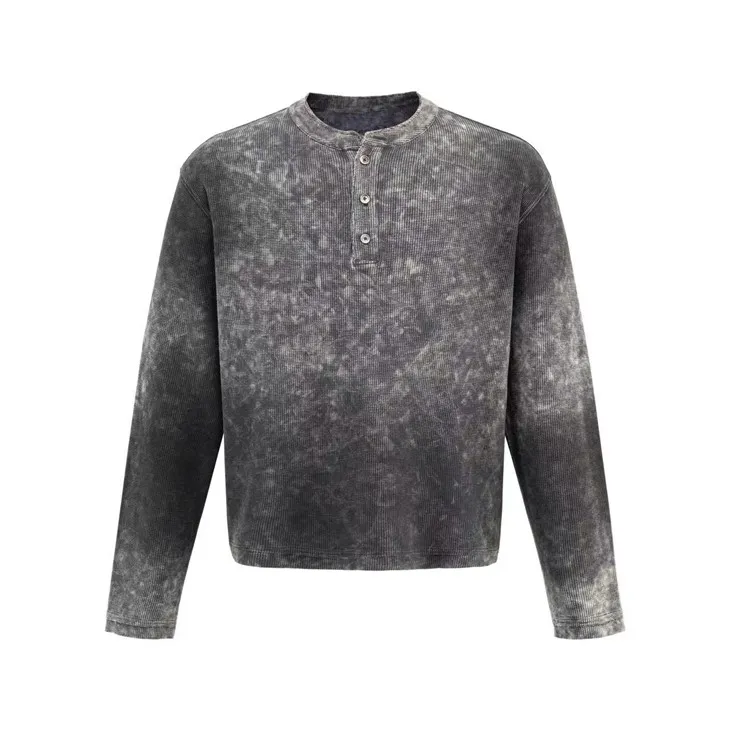 Hurtownia OEM Acid Wash Oversize Koszula Henley Kornit DTG Print